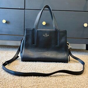 Kate Spade black pebble leather crossbody zip satchel